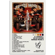 BICHI 21 Savage Poster Savage Mode II Album Cover Posters Poster Decorative Painting Canvas Wall Art