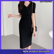 Korean red midi gown dress for woman formal elegant plus size birthday church dress christmas party