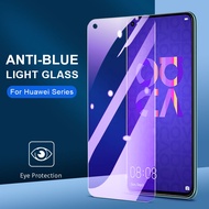 Anti-Blue Purple light Tempered Glass For Huawei Y7a P40 P30 P20 Lite Nova 3 3i 5T 7i 7 9 10 Se Honor Y70 Y90 Y7 Pro Y9 Prime 2019 Y7P Y5P Y6P Y6s Y9s Screen Protector