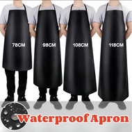PU Leather Apron Waterproof Oil-Proof Kitchen Apron Lengthened Chef Butcher Work Apron 围裙