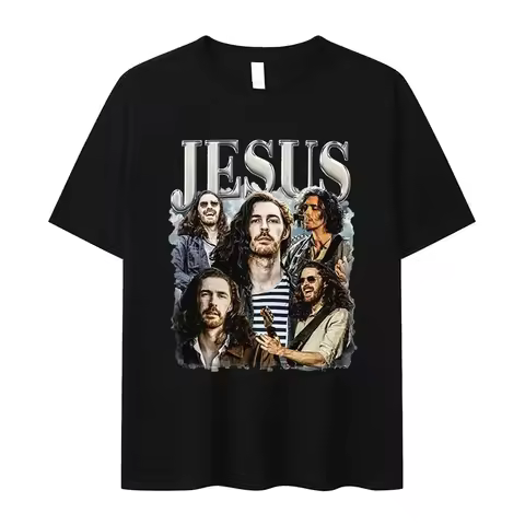 Hozier Jesus 2024 Pattern Printed Tshirt Women's Hip Hop Retro Short Sleeve Tshirt Casual Oversized 