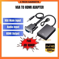 ITECHGADGETS VGA To HDMI Converter VGA To HDMI Adapter Vga Male To HDMI Female With Audio