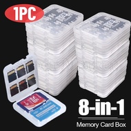 8 in 1 Transparent Protector Box / Mini Memory Card Storage Case / Portable Mini Clear Card Box / Durable Card Protective Cover / For SD SDHC TF MS Sim Cards Holder Protectors