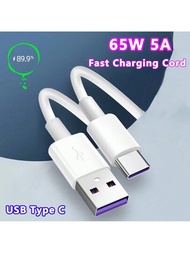 Usb Type C線材65w 5a快速充電數據線,適用於三星galaxy S23 S22小米k60 13 12s紅米華為p40 Oppo Vivo行動電話配件usb C線材充電器usb C線