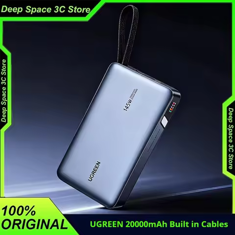 UGREEN 20000mAh Power Bank With Built in Cables 145W Fast Charge Mobile Power Bank iPhone17 Laptop N