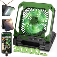 Qimedo 20000mAh Portable Camping fan Rechargeable Solar Fan Desk Fan with 3 Speed Timer