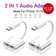 Professional 2-in-1 USB-C to 3.5mm Headphone & PD Charging Adapter for Phone 16 15 Pro Max