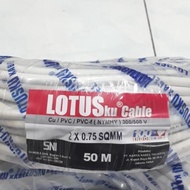 KABEL LISTRIK 1ROL NYMHY 2X0.75 2X0,75 SERABUT LOTUS SNI HITAM PUTIH