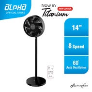 ALPHA Motto SF B22 DC Motor Stand Fan  with 7 Blades 8 Speed Remote (14")