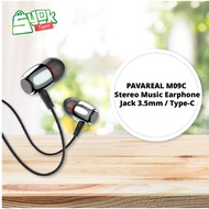 PAVAREAL M09/M09C Stereo Music 3.5mm Earphones | Type-C / Jack 3.5mm | Intelligent Wire Control | HD