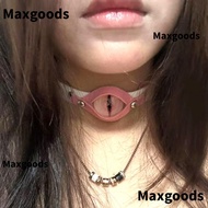 MAX Leather Choker, Harajuku Punk Aesthetic Necklace, Cool Grunge Rock Evil Eyes Goth Necklace