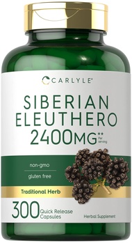 Siberian Eleuthero | 2400mg | 300 Capsules | Non-GMO and Gluten Free Formula | Siberian Ginseng | Tr