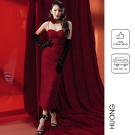Savoir Lace Long Dress HUONG BOUTIQUE HBLOVE357 bodycon Dress, 2 colors red & black