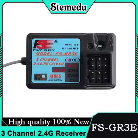 FlySky FS-GR3E 3 Channel 2.4G Receiver - Waterproof Compatible with GT2/GT3/IT4S Transmitters for RC