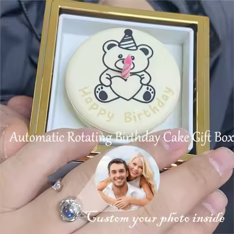 Rednote Bear Flip Ring Box Valentine Birthday Mini Cake for Girlfriend Gift Surprise Boxes Packaging