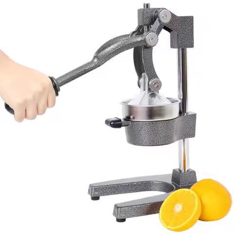 Extra-Large Heavy-Duty Cast Iron Manual Citrus Press Squeezer for Fresh Orange Juice - Grey Countert