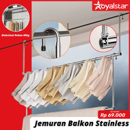 Royalstar Jemuran Gantung Stainless Steel Lipat Portable Balkon Kanopi Adjustable Jemuran Dinding Ka