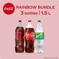 Coke, Coke Zero, Sprite Regular 1.5L Rainbow Bundle - Pack of 3