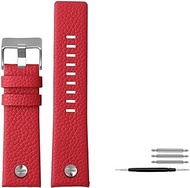 Leather Watchband For Diesel For DZ7395For DZ7370 For DZ7257 For DZ7430 Red Watch Band Soft Cowhide Strap Rivet 24m 26mm 28mm For Men Women