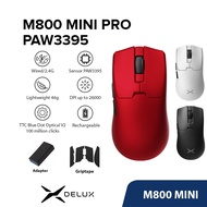 Delux M800 MINI Series PAW3395 Gaming Mouse DPI MAX 26000 Wired 2.4G Wireless Rechargeable 42g TTC S