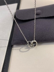 💜CARTIER卡地亞LOVE系列18K金帶鑽雙環鎖骨鏈項鍊 女款生日情人節禮物