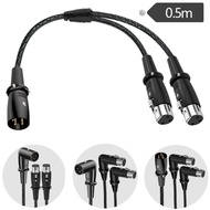 90 Degree Double Elbow 3 Pin XLR 1 Male to 2 Female XLR Audio Cable One Point Two Y Type Balance Aud