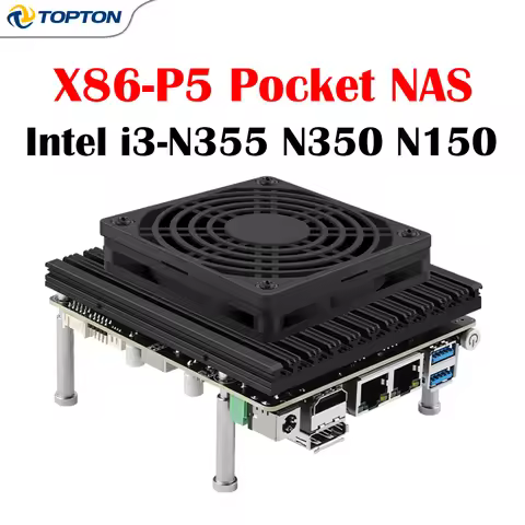 X86-P5 DIY NAS Motherboard Intel i3-N355 N350 N150 DDR5 2×i226-V 2.5G LAN 7×M.2 NVMe 6×SATA HDMI DP 