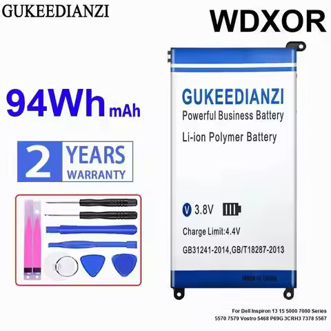 Laptop Battery Wdxor 94Wh For Dell Inspiron 13 15 5000 7000 Series 5570 7579 Vostro 5468 P69G 3CRH3 