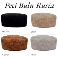 Peci Bulu Rusia Dewasa / Kopiah Bulu Habib Bahar / Peci Otoman / Kopiah Songkok Bulu Rusia