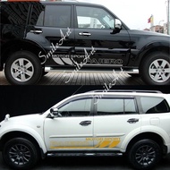 2PCS For Mitsubishi Pajero Car Both Side Vinyl Sport Decals Door Side Trim Stickers Auto Body Decor 