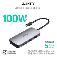 AUKEY CB-C85 USB C Hub 8-Port w 4K HDMI, USB 3.0, USB2.0, 100W PD Charging, SD&Micro SD Card Reader 