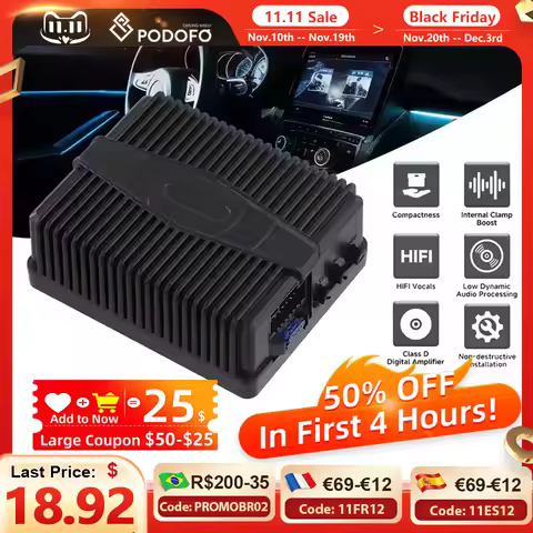 Podofo Car Amplifier DSP Hi-Fi Amplifier Audio Digital Sound Processors For Car Speaker Power Subwoo