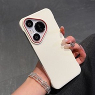 適用華為p70Pro手機殼超薄無邊框荔枝紋p70系列裸機手感手機殼-白色-丹紅 華為 Mate 60 Pro+