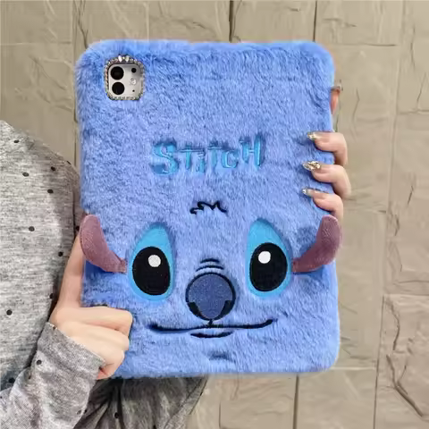 3D Cartoon Plush Stitch Face Embroidery Tablet Case for Samsung Tab S7 FE S8/S9/S10+ Ultra 12.4-14.6