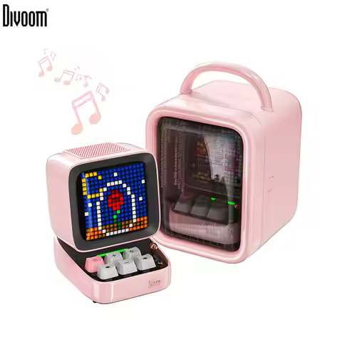 Divoom Ditoo-Pro Retro Pixel Art Bluetooth Portable Speaker Alarm Clock DIY LED Display Board, Cute 