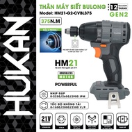 Máy siết bulong pin HUKAN HM21-G2-CVBL375 Đầu 2 trong 1 Lực siết 375Nm