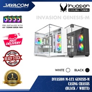 Invasion M-ATX Genesis-M Casing Chassis – Black / White (Free 4x 120mm ARGB Fan)