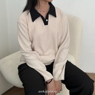 ASOKA Nala Top 774 - Two Tone Polo Shirt - Women's Longsleeve Knit Top