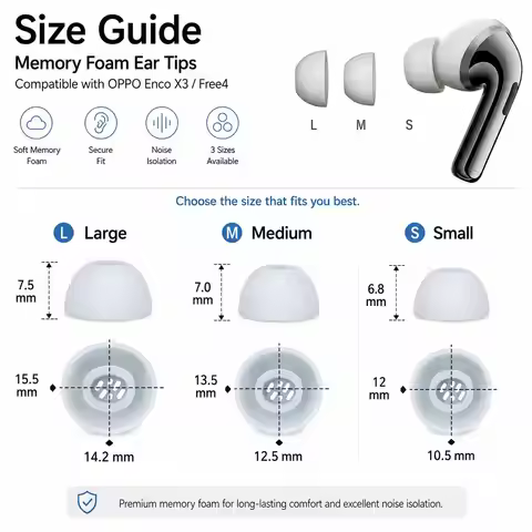 For OPPO Enco X3 / Free4 XDcase 3 Pairs Replacement Silicone Ear Tips Kit, S/M/L Size, Cleaning Brus