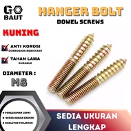 Hanger Bolt Hanging Bolt/ (Yellow) M8 M8 Screw Bolt and Nut
