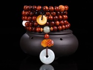 天然海南黃花梨8mm108顆圓珠佛珠手串 精選油梨老料 棕眼細膩