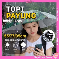 Payung Topi Kepala Memancing Anti UV Protect Adult Kids Windproof Holdless Umbrella Hat For Renovati