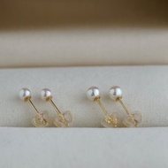 日本直送 超稀有 小米珠 3mm 3.5mm Akoya珍珠耳環 耳釘 耳針 18k