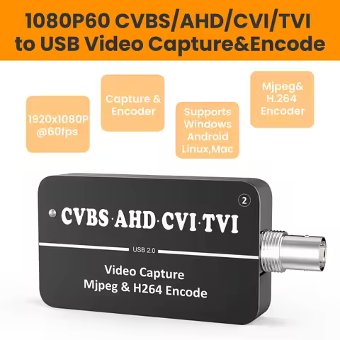 1080P60 CVBS TO USB Capture Card H.264 and MJPEG two Streamer Encoder AHD CVI TVI TO USB UVC CVBS2UV