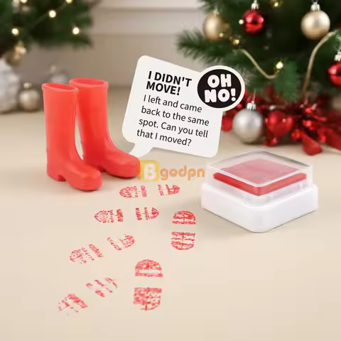 Elf Prop Christmas Footprint Scene with Red Boots and “I Didn’t Move” Sign