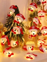 1 件 10led 1.5m 聖誕主題形狀燈串,包括熊、聖誕老人、雪人,適用於聖誕樹裝飾和節日活動