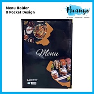 [HUANYO] EMI FILE K2 A4/A3 Clear PVC Restaurant Menu Holder - Single Tri-Fold & 8-Pocket
