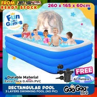 SL GooGoo Bird 2.6M 3Layer Inflatable Family Extra Large Rectangular Kids Swimming Pool Outdoor Home