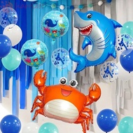 HARRIETT Kids Birthday Party Decoration, Cartoon Octopus/Shark/Crab/Whale/Shell/Sea Lion Ocean Animal Aluminum Foil Balloon, Lantern Fish/Sea Snail/Seahorse Baby Shower Supplies