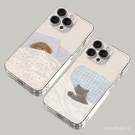 Apple 16/15promax Sleeping Cat Dog Phone Case 12/11 Couple iphone14/13 Sleeve XS/XR Transparent/16 q